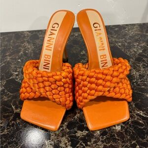 Gianni Bini Orange Braided Heels